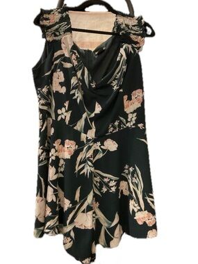 City Chic Black Floral Smocked Ruffle Strap Fit & Flare Dress | S/16 | Plus Size